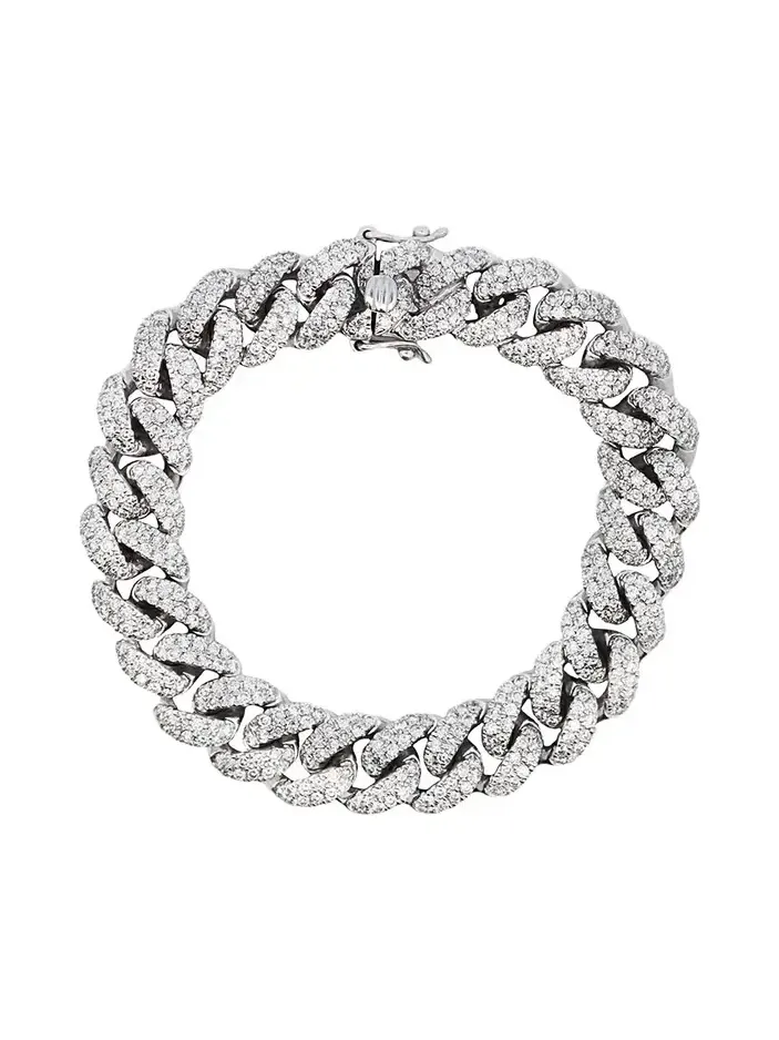 6.35ct Diamond 18K 10mm Cuban Chain Bracelet