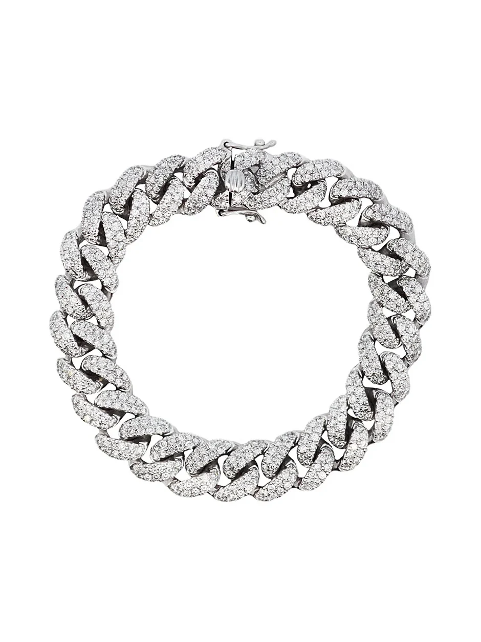 Wish Fine Jewelry 6.35ct Diamond 18K 10mm Cuban Chain Bracelet