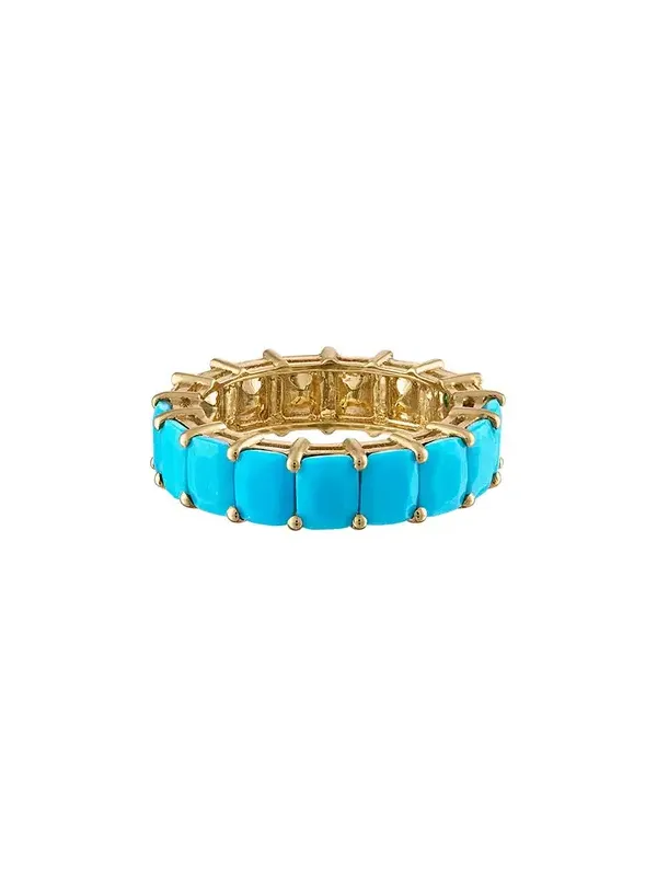 6.37ct Turquoise 18K Gold Eternity Ring