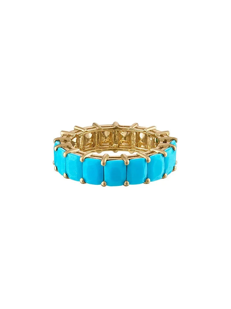 6.37ct Turquoise 18K Gold Eternity Ring