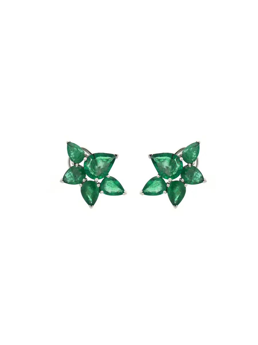 Wish Fine Jewelry 6.90ct Sapphire 18K Gold Cluster Earrings | Thumbnail 2