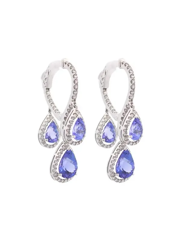 7.71ct Diamond Tanzanite 14K Gold Dangle Earrings