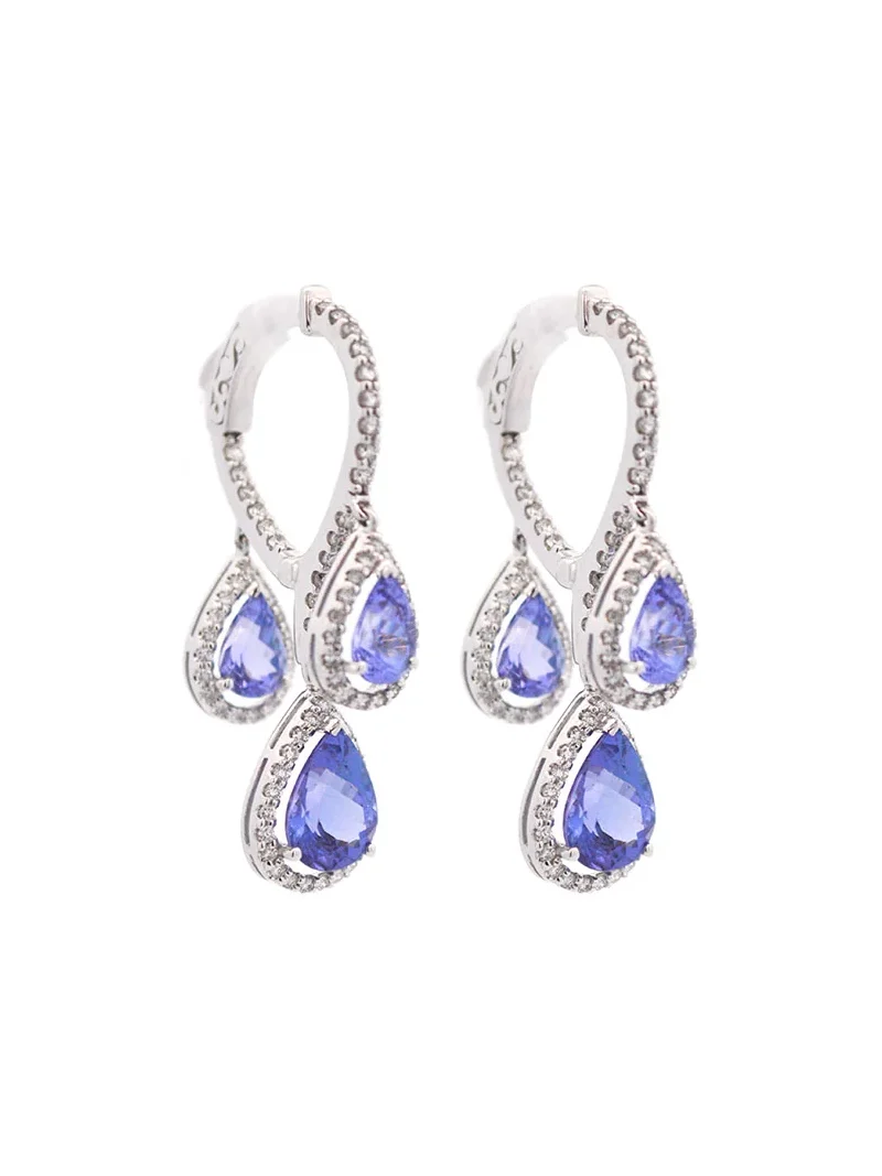 7.71ct Diamond Tanzanite 14K Gold Dangle Earrings 7.71ct Diamond Tanzanite 14K Gold Dangle Earrings