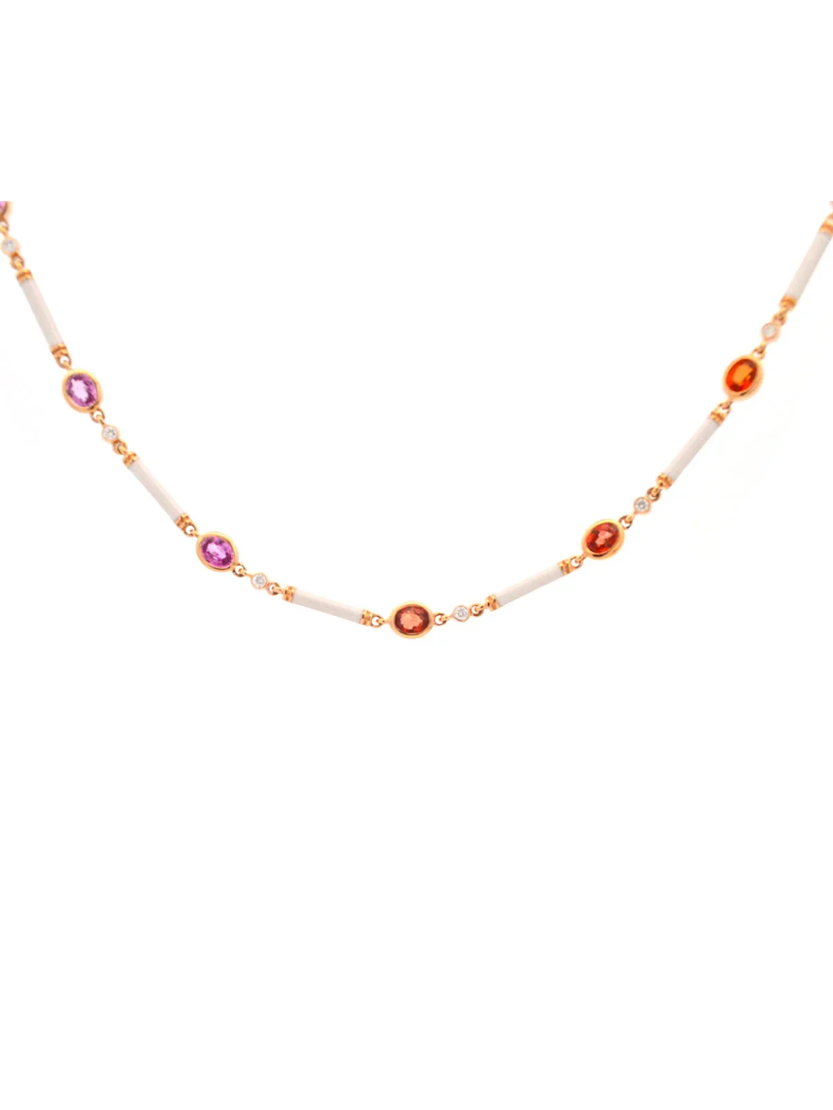 7.76ct Diamond Sapphire 14K Gold Link Necklace 7.76ct Diamond Sapphire 14K Gold Link Necklace
