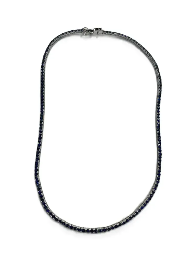 9.0ct Sapphire 18K Gold Tennis Necklace