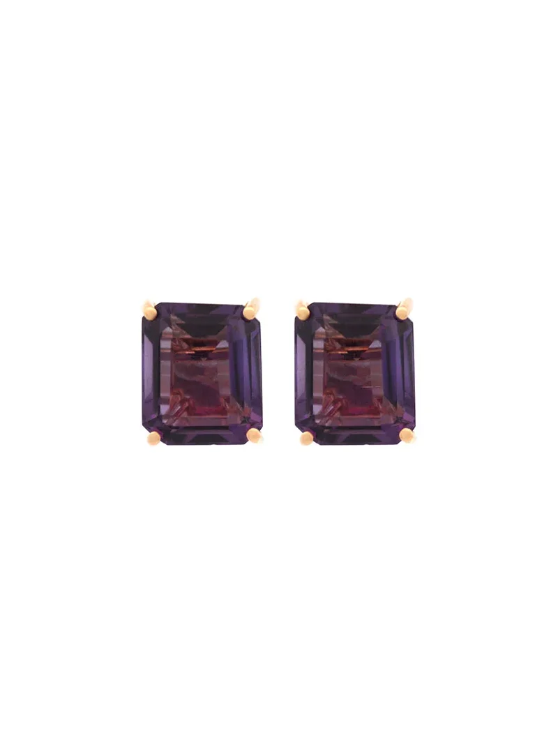 Amethyst 18K Gold Stud Earrings Amethyst 18K Gold Stud Earrings