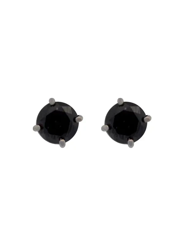 Black Diamond 18K Gold Round Stud Earrings