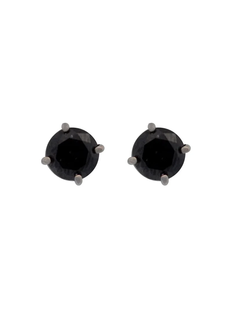 Black Diamond 18K Gold Round Stud Earrings