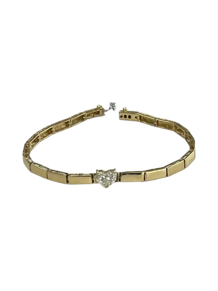 Diamond Heart Yellow Gold Bracelet