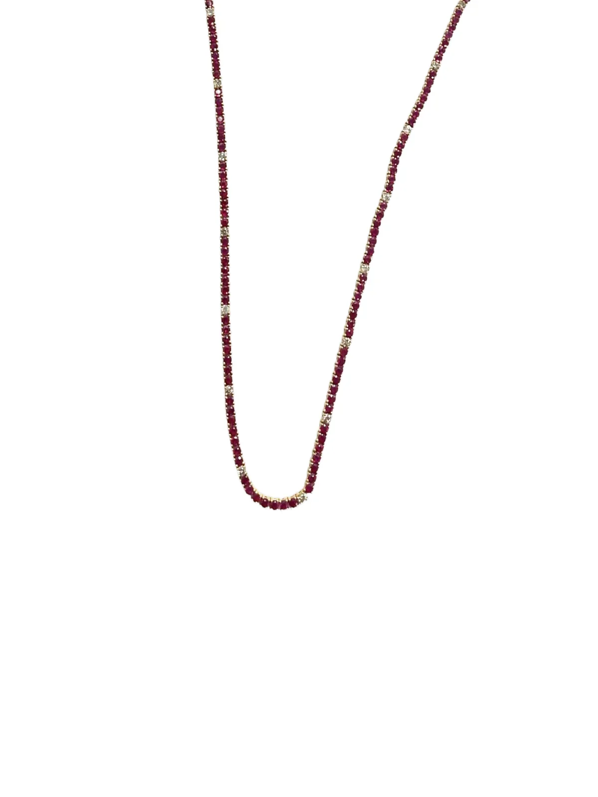 Wish Fine Jewelry Diamond Ruby 18K Gold Tennis Necklace