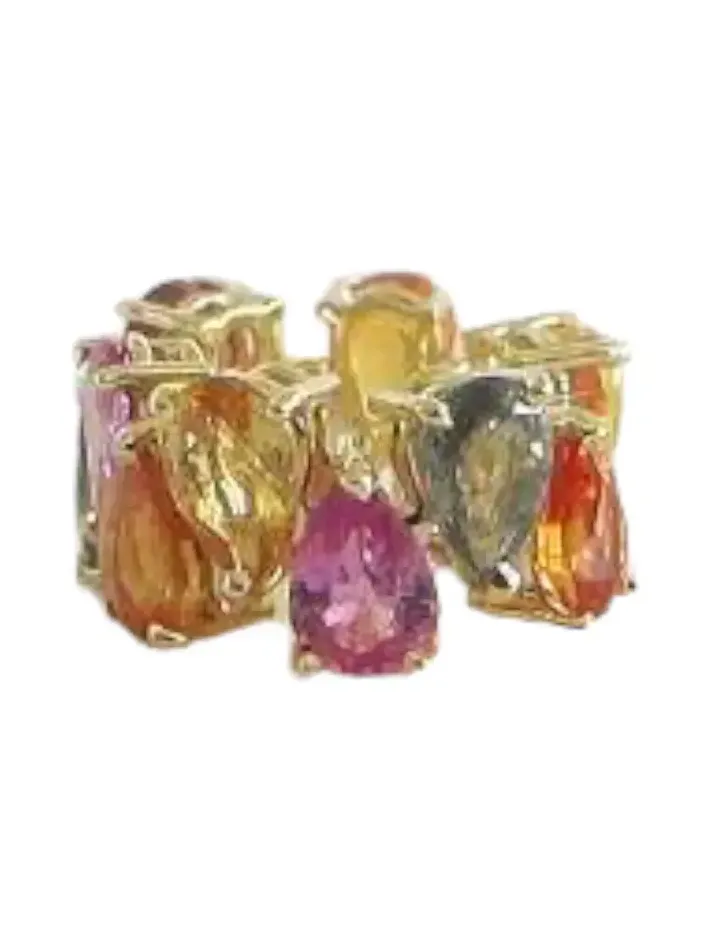 Ear Cuff Colorful Sapphirres 18K Gold Ana Rocha & Apollinario Ear Cuff Colorful Sapphirres 18K Gold Ana Rocha & Apollinario