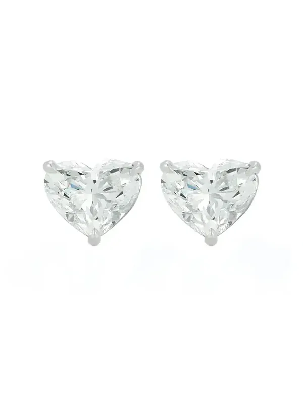 Wish Fine Jewelry GIA 3.01ct Diamond 18K Gold Heart Shaped Stud Earrings