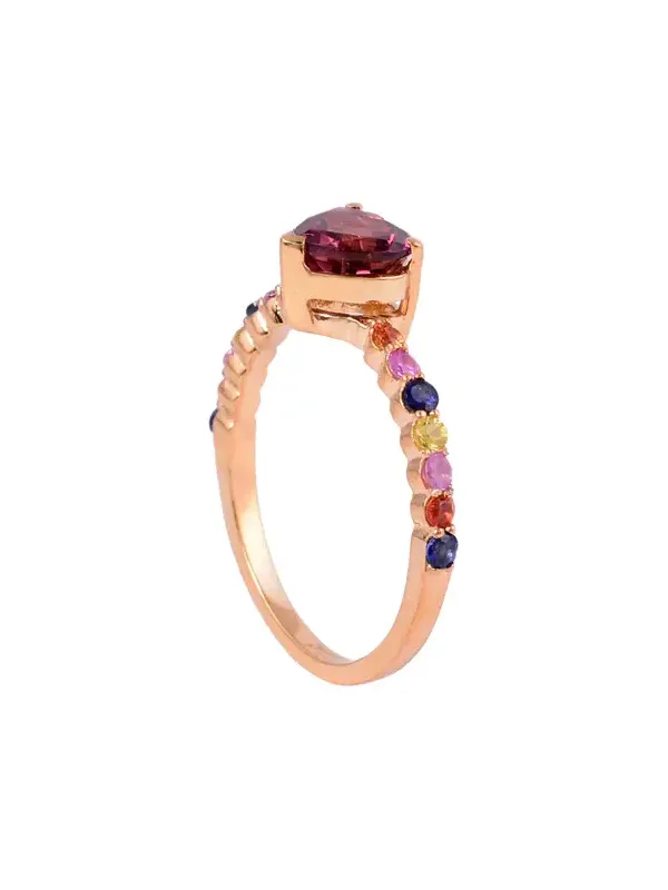 Multi Sapphire (14Pieces) - 0.60 ct Pink Turmaline (1 Piece) - 1.25 cts 14KY: 3.12 gms