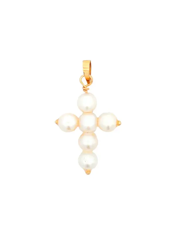 Wish Fine Jewelry Pearl 14K Gold Cross Pendant