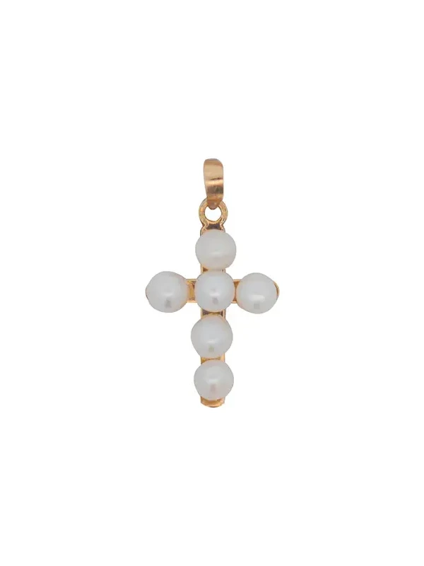 Wish Fine Jewelry Pearl 14K Gold Cross Pendant