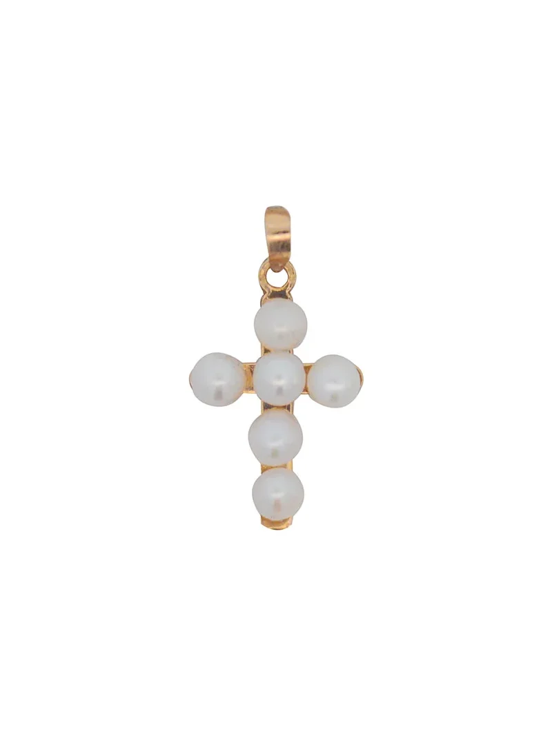 Wish Fine Jewelry Pearl 14K Gold Cross Pendant