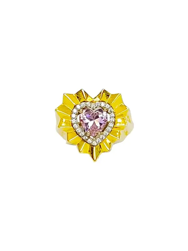Pink Heart 14K Gold Ring