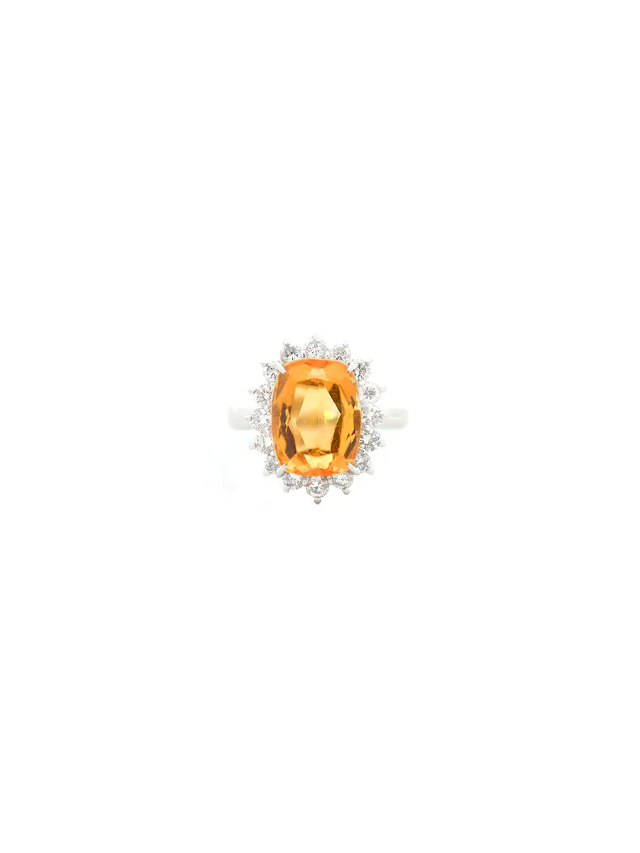 PT900 0.802 CTW DIA, 4.13 CT CITRINE, SZ.5.25 Ring