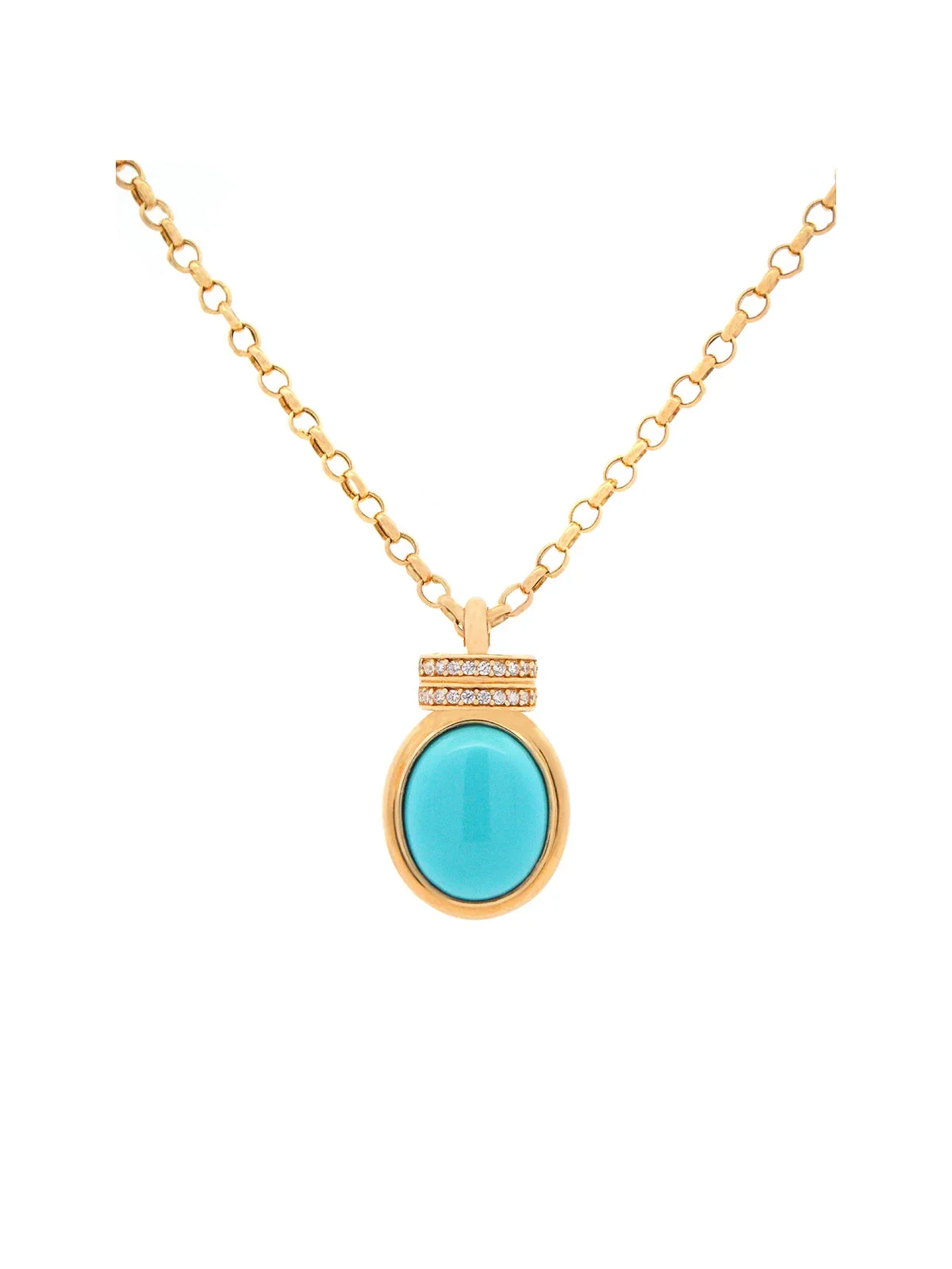 Turquoise Pendant 14K Gold Chain Necklace Turquoise Pendant 14K Gold Chain Necklace