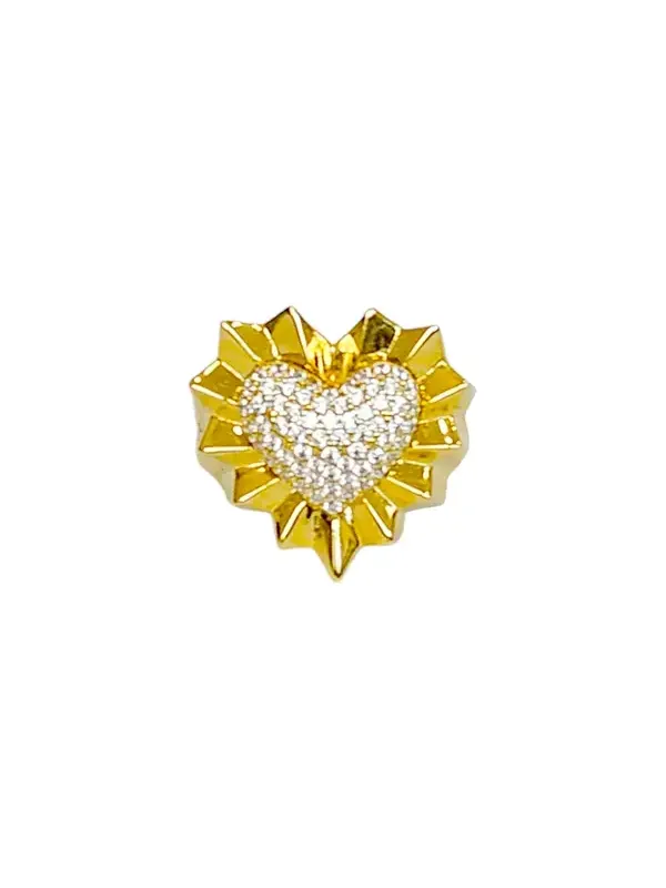 White Heart 14K Gold Ring