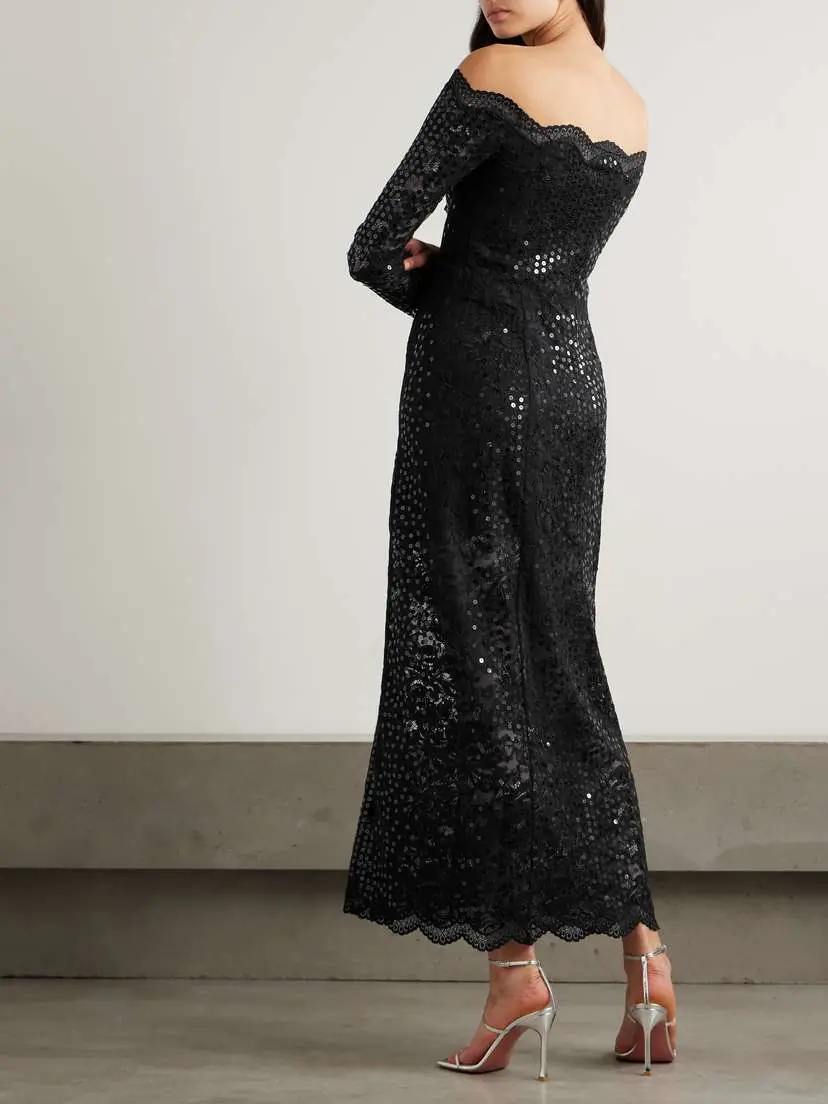 Rabanne Off-the-shoulder Sequined Stretch-lace Maxi Dress | Thumbnail 3 Rabanne Off-the-shoulder Sequined Stretch-lace Maxi Dress | Thumbnail 3