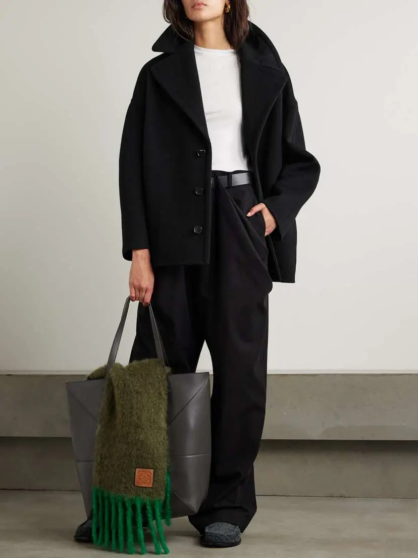 Loewe Leather-trimmed Wool-felt Coat | Thumbnail 2