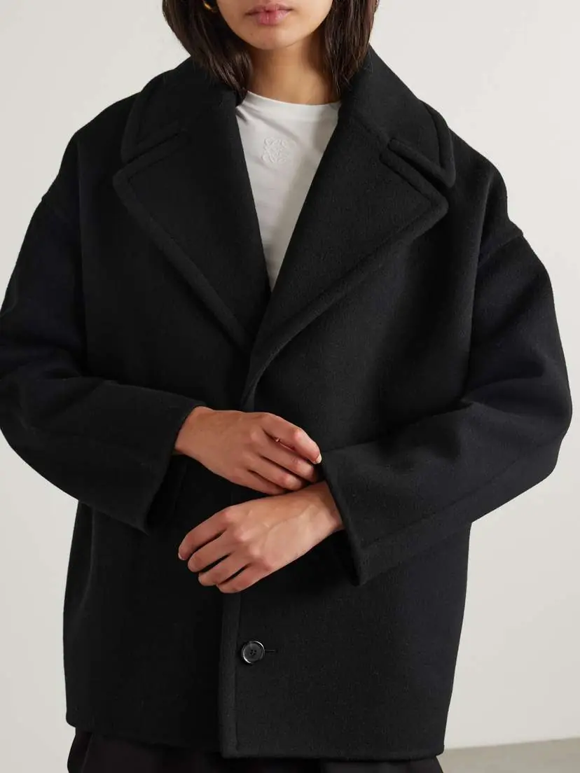 Loewe Leather-trimmed Wool-felt Coat | Thumbnail 3