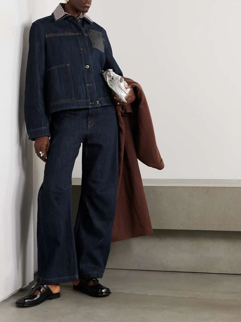Loewe Leather-trimmed Denim Jacket | Thumbnail 2 Loewe Leather-trimmed Denim Jacket | Thumbnail 2