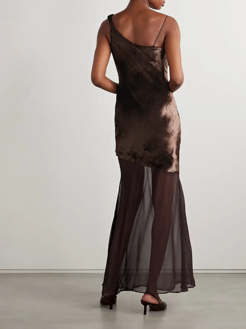 Staud Beaton Draped Velvet And Chiffon Gown | Thumbnail 3