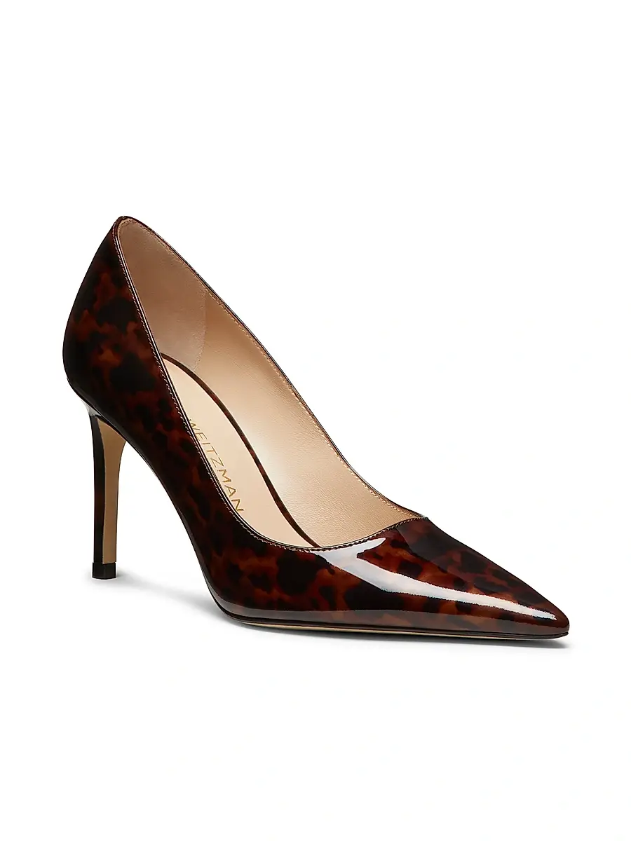 Stuart Weitzman Women's Power 85MM Tortoiseshell Patent Leather Pumps | Thumbnail 2 Stuart Weitzman Women's Power 85MM Tortoiseshell Patent Leather Pumps | Thumbnail 2