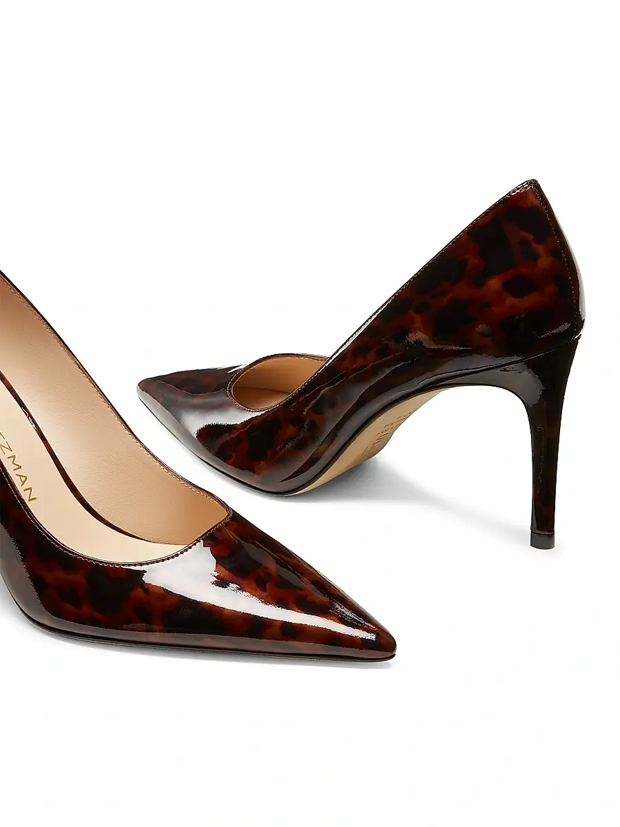 Stuart Weitzman Women's Power 85MM Tortoiseshell Patent Leather Pumps | Thumbnail 4 Stuart Weitzman Women's Power 85MM Tortoiseshell Patent Leather Pumps | Thumbnail 4