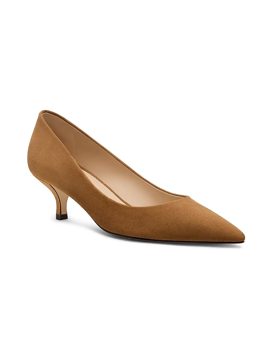 Stuart Weitzman Women's Power 50MM Suede Kitten-Heel Pumps | Thumbnail 2 Stuart Weitzman Women's Power 50MM Suede Kitten-Heel Pumps | Thumbnail 2