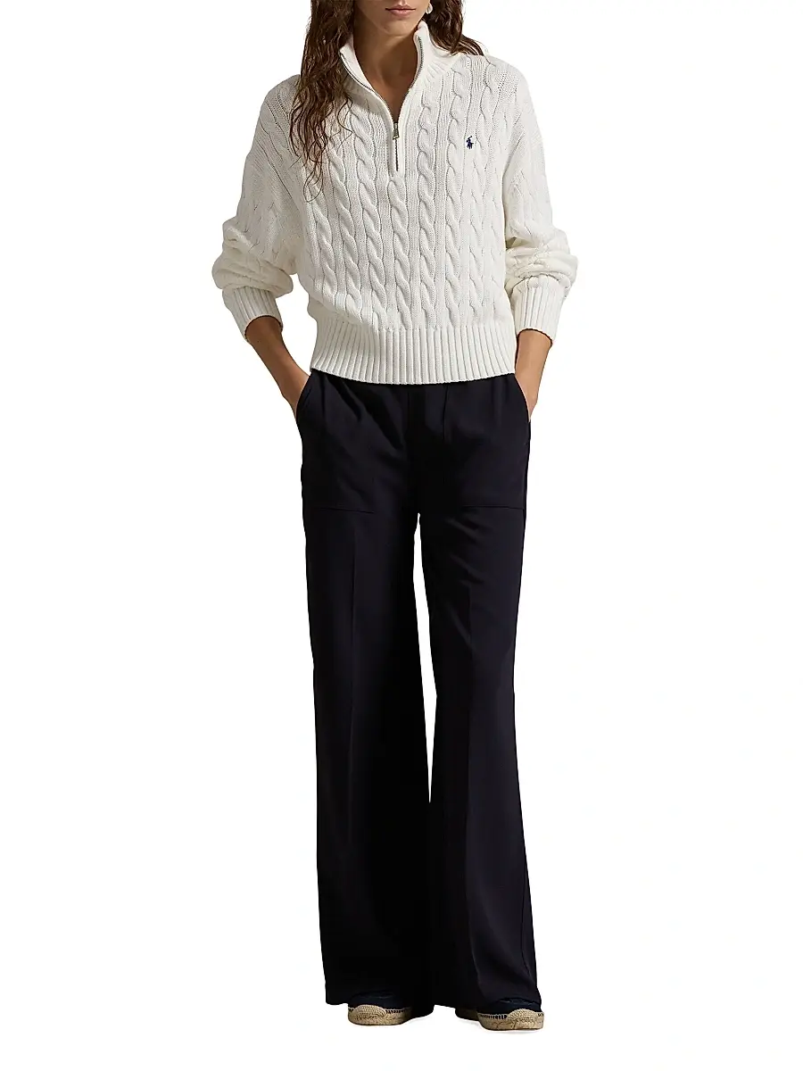 Polo Ralph Lauren Women's Cotton Cable-Knit Quarter-Zip Sweater | Thumbnail 2 Polo Ralph Lauren Women's Cotton Cable-Knit Quarter-Zip Sweater | Thumbnail 2