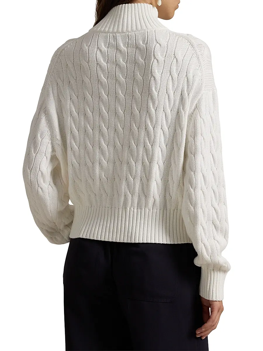 Polo Ralph Lauren Women's Cotton Cable-Knit Quarter-Zip Sweater | Thumbnail 4 Polo Ralph Lauren Women's Cotton Cable-Knit Quarter-Zip Sweater | Thumbnail 4