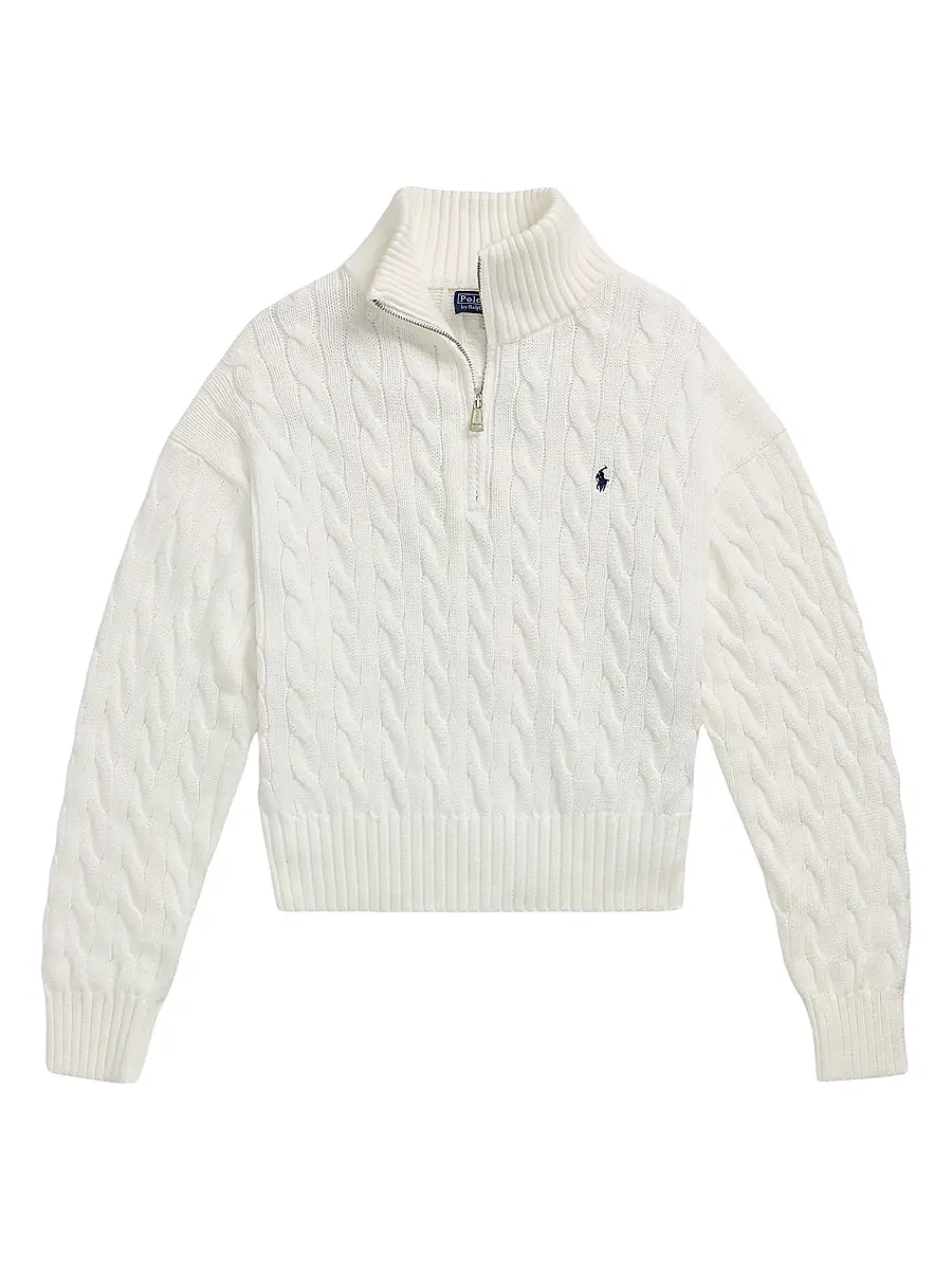 Polo Ralph Lauren Women's Cotton Cable-Knit Quarter-Zip Sweater