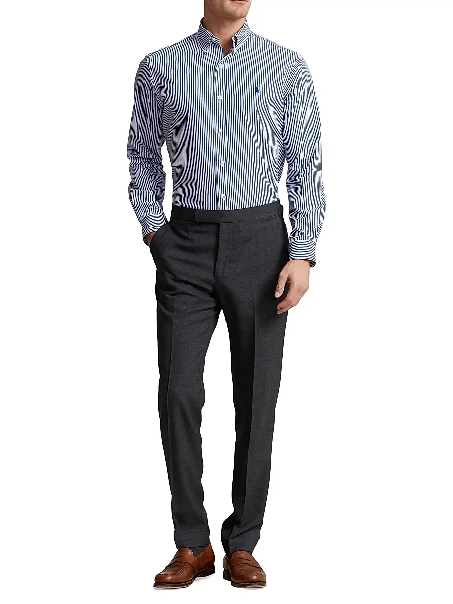 Polo Ralph Lauren Men's Striped Button-Down Shirt - Navy White | Thumbnail 2 Polo Ralph Lauren Men's Striped Button-Down Shirt - Navy White | Thumbnail 2