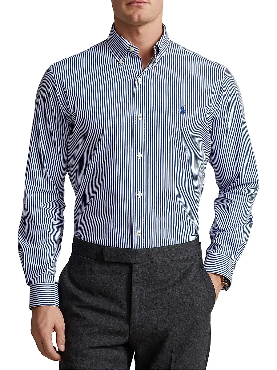 Polo Ralph Lauren Men's Striped Button-Down Shirt - Navy White | Thumbnail 3 Polo Ralph Lauren Men's Striped Button-Down Shirt - Navy White | Thumbnail 3