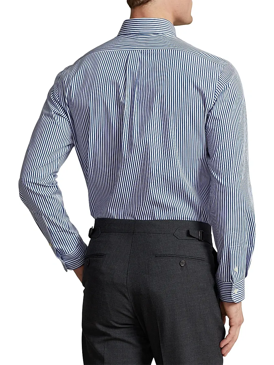 Polo Ralph Lauren Men's Striped Button-Down Shirt - Navy White | Thumbnail 4 Polo Ralph Lauren Men's Striped Button-Down Shirt - Navy White | Thumbnail 4
