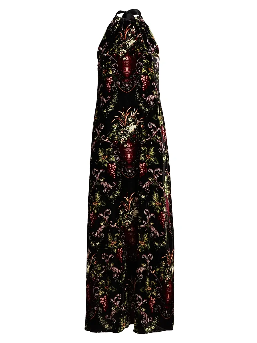 Cara Cara Women's Geneva Floral Halter Gown - Black Fleur | Image 1 Cara Cara Women's Geneva Floral Halter Gown - Black Fleur | Image 1