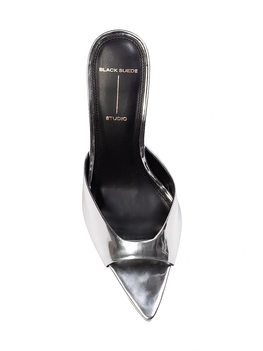 Black Suede Studio Women's Brea 80MM Metallic Mules | Thumbnail 6 Black Suede Studio Women's Brea 80MM Metallic Mules | Thumbnail 6