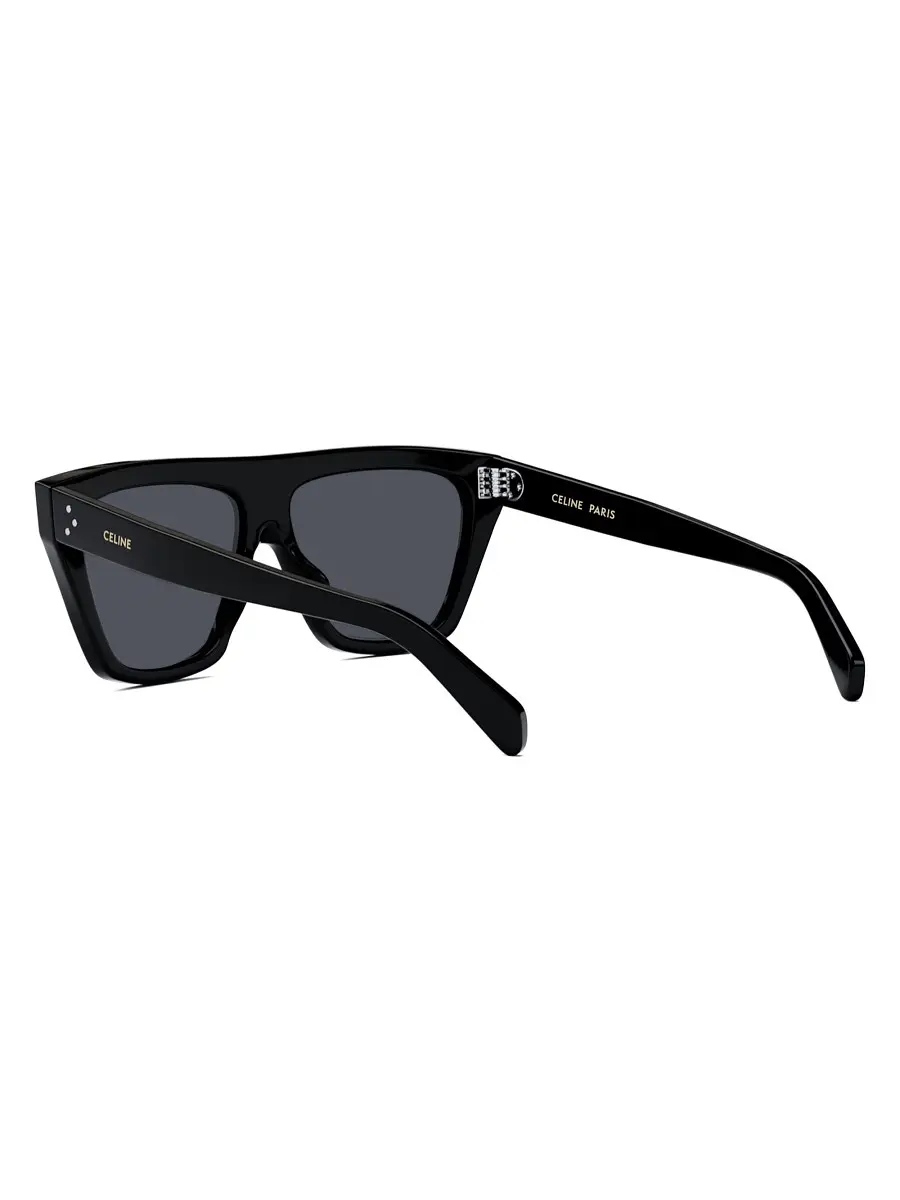 CELINE Men's Bold 3 Dots Shield Sunglasses - Shiny Black Smoke | Thumbnail 2