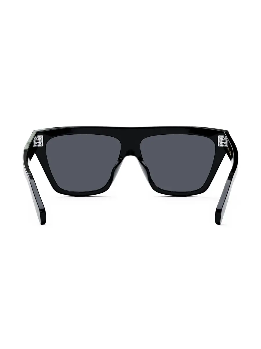 CELINE Men's Bold 3 Dots Shield Sunglasses - Shiny Black Smoke | Thumbnail 3
