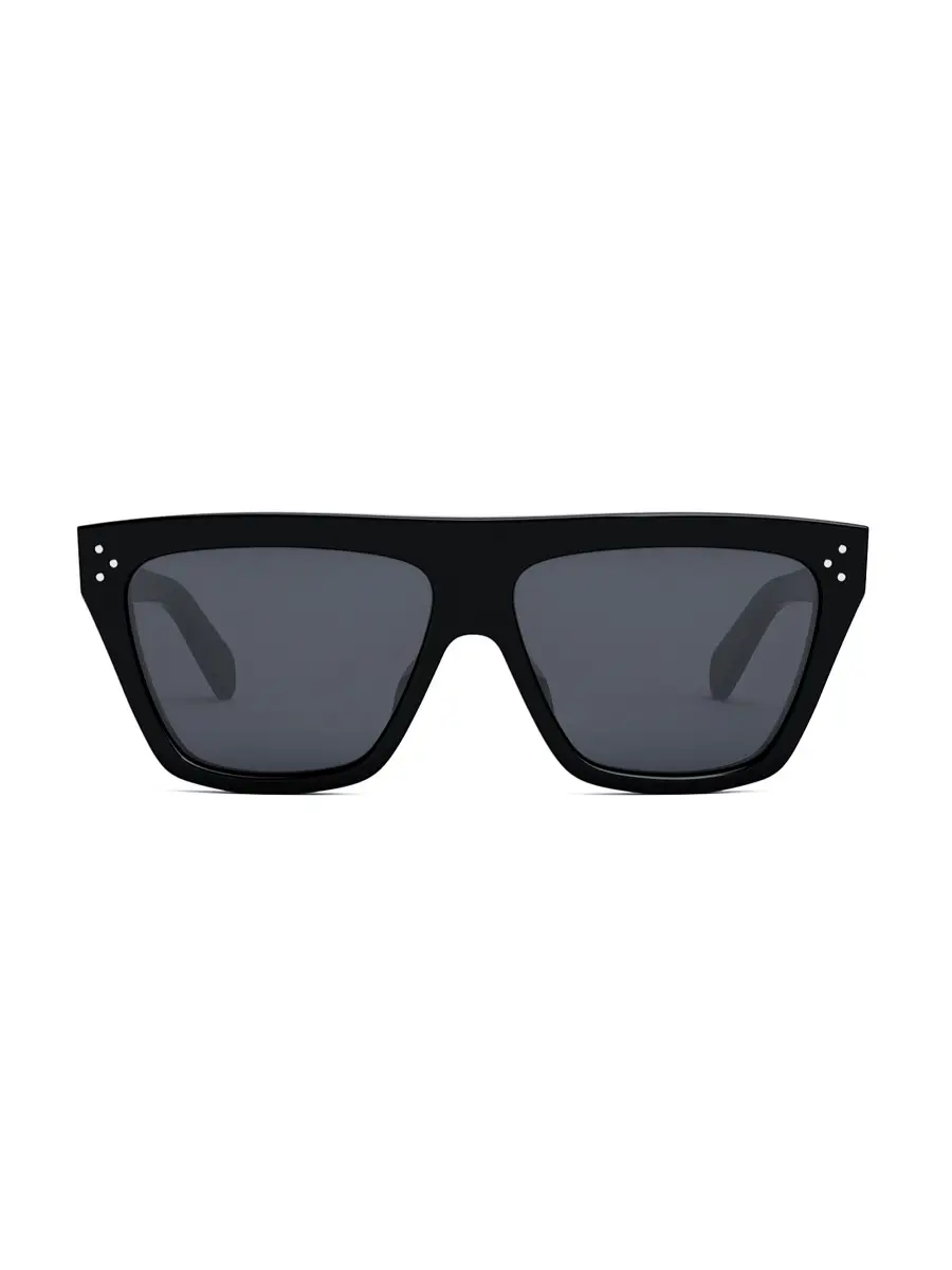 CELINE Men's Bold 3 Dots Shield Sunglasses - Shiny Black Smoke | Thumbnail 4