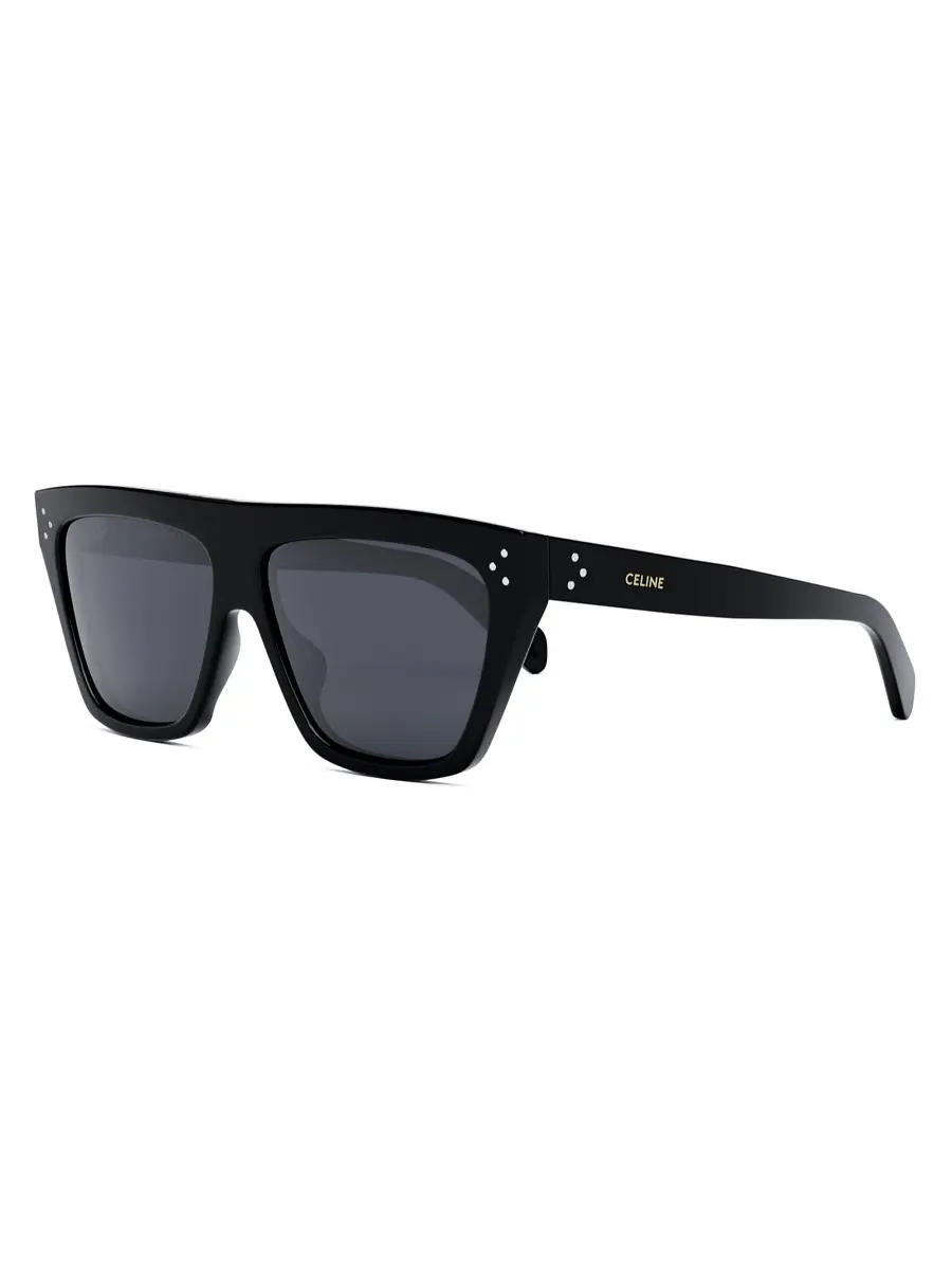 CELINE Men's Bold 3 Dots Shield Sunglasses - Shiny Black Smoke | Image 1 CELINE Men's Bold 3 Dots Shield Sunglasses - Shiny Black Smoke | Image 1