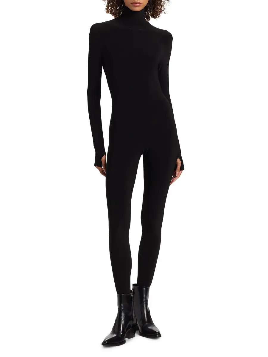 Norma Kamali Women's Turtleneck Long-Sleeve Catsuit - Black | Thumbnail 2 Norma Kamali Women's Turtleneck Long-Sleeve Catsuit - Black | Thumbnail 2