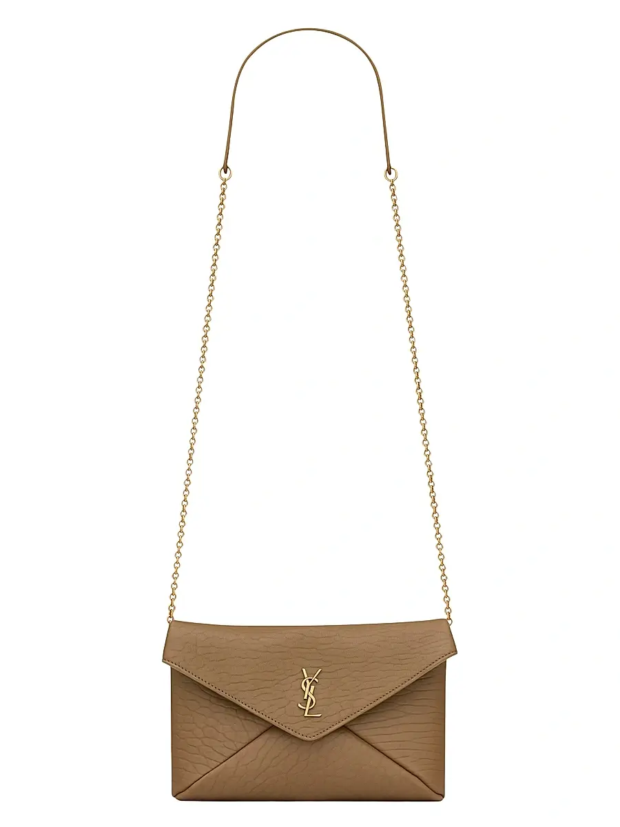 Saint Laurent Women's Cassandre Chain Pouch in Lambskin - Dark Cork | Image 1 Saint Laurent Women's Cassandre Chain Pouch in Lambskin - Dark Cork | Image 1