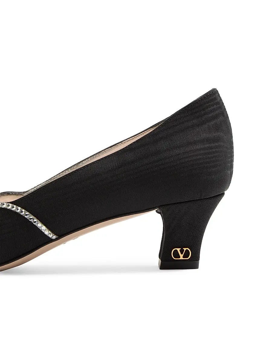 Valentino Women's Bowow 45MM Pumps in Moirè Fabric with Crystals | Thumbnail 6 Valentino Women's Bowow 45MM Pumps in Moirè Fabric with Crystals | Thumbnail 6