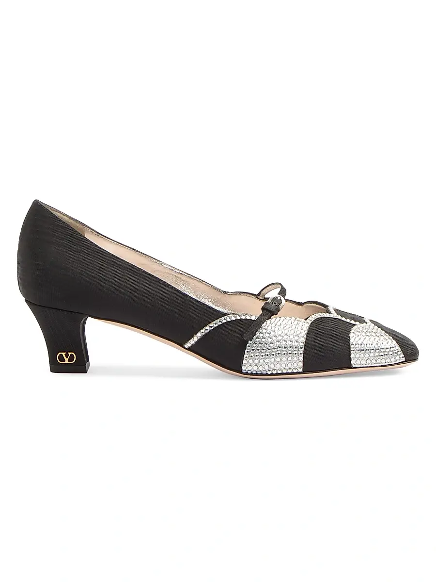 Valentino Women's Bowow 45MM Pumps in Moirè Fabric with Crystals
