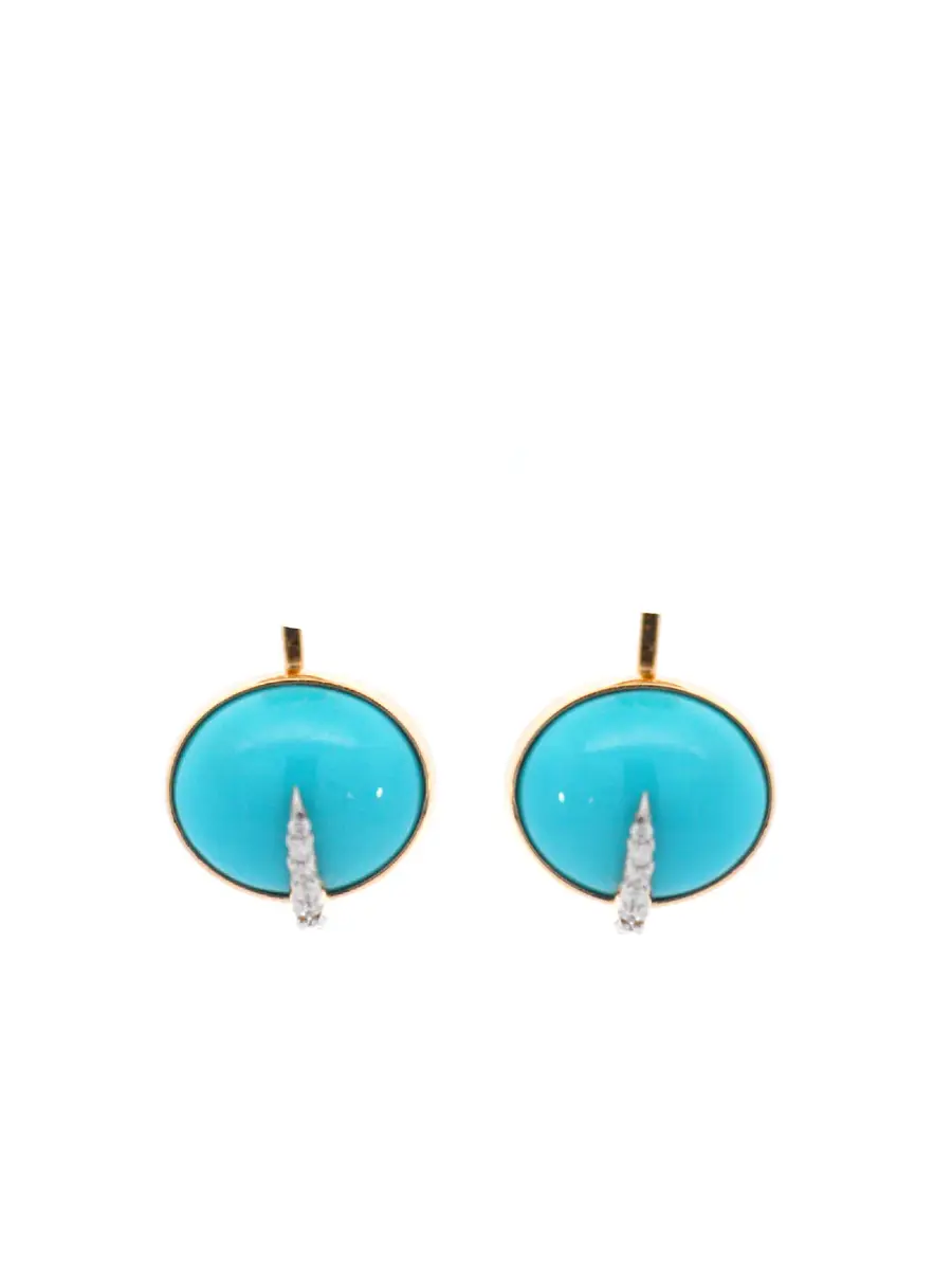 Wish Fine Jewelry 3.43ct Diamond Turquoise 18K Backing For Earrings | Thumbnail 2 Wish Fine Jewelry 3.43ct Diamond Turquoise 18K Backing For Earrings | Thumbnail 2