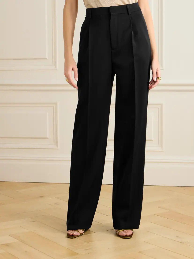 Saint Laurent Pleated Grain De Poudre Wool Straight-leg Pants | Thumbnail 3 Saint Laurent Pleated Grain De Poudre Wool Straight-leg Pants | Thumbnail 3